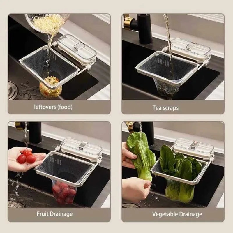 Suction Cup Sink Filter Rack Mesh Bags Foldable Drain Basket for Food Scraps and Dishware Kitchen Countertop Organizer Oasis Select