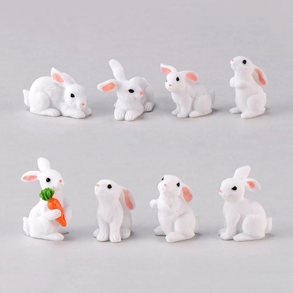 Fairy Garden Micro Landscape Resin Bunny Statue Miniature Rabbit Figurine Dollhouse Ornament White Hare Mini Animal Oasis Select