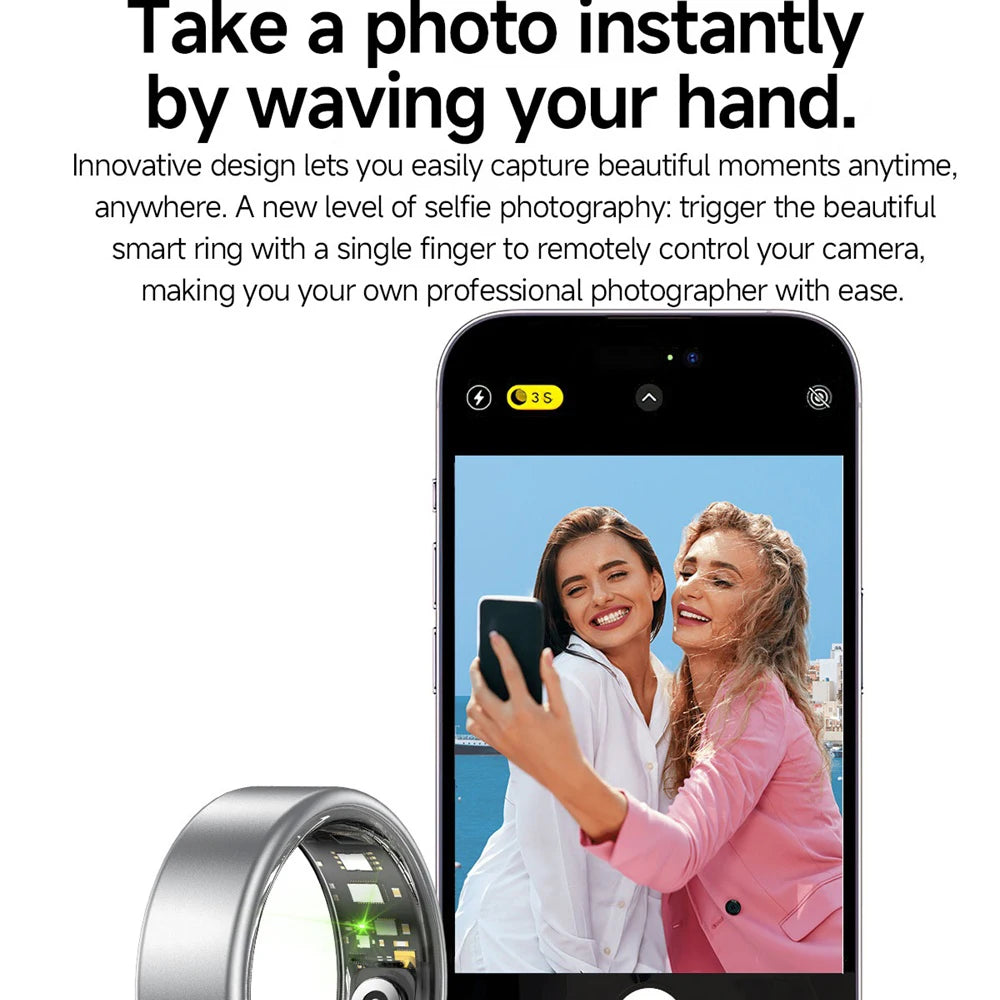 Colorful Smart Ring Women Men Couple SmartRing Heart Rate Monitor Waterproof 100+Sport Modes Super Light Skin-friendly Wristring Oasis Select