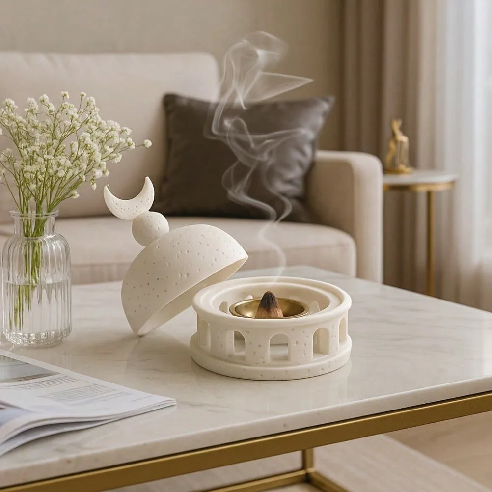 Moon Castle Incense Stand Castle Aromatherapy Stove Decorate Living Rooms or Offices During Ramadan Eid Al Fitr Decoration Oasis Select