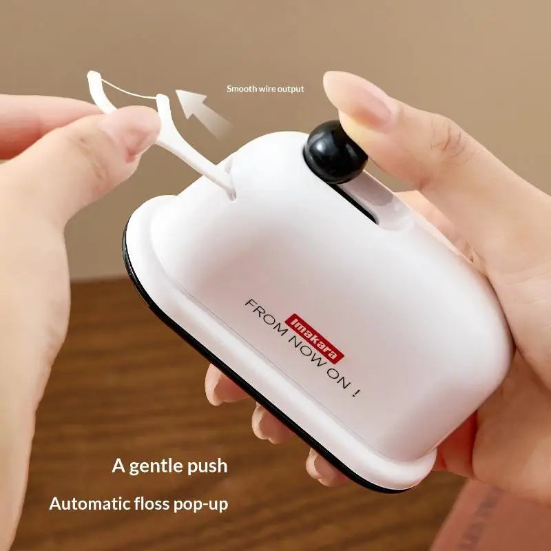 1set Portable Automatic Press-on Floss Dispenser Dustproof Sealed Dental Floss Organizer Household Storage Box Oasis Select