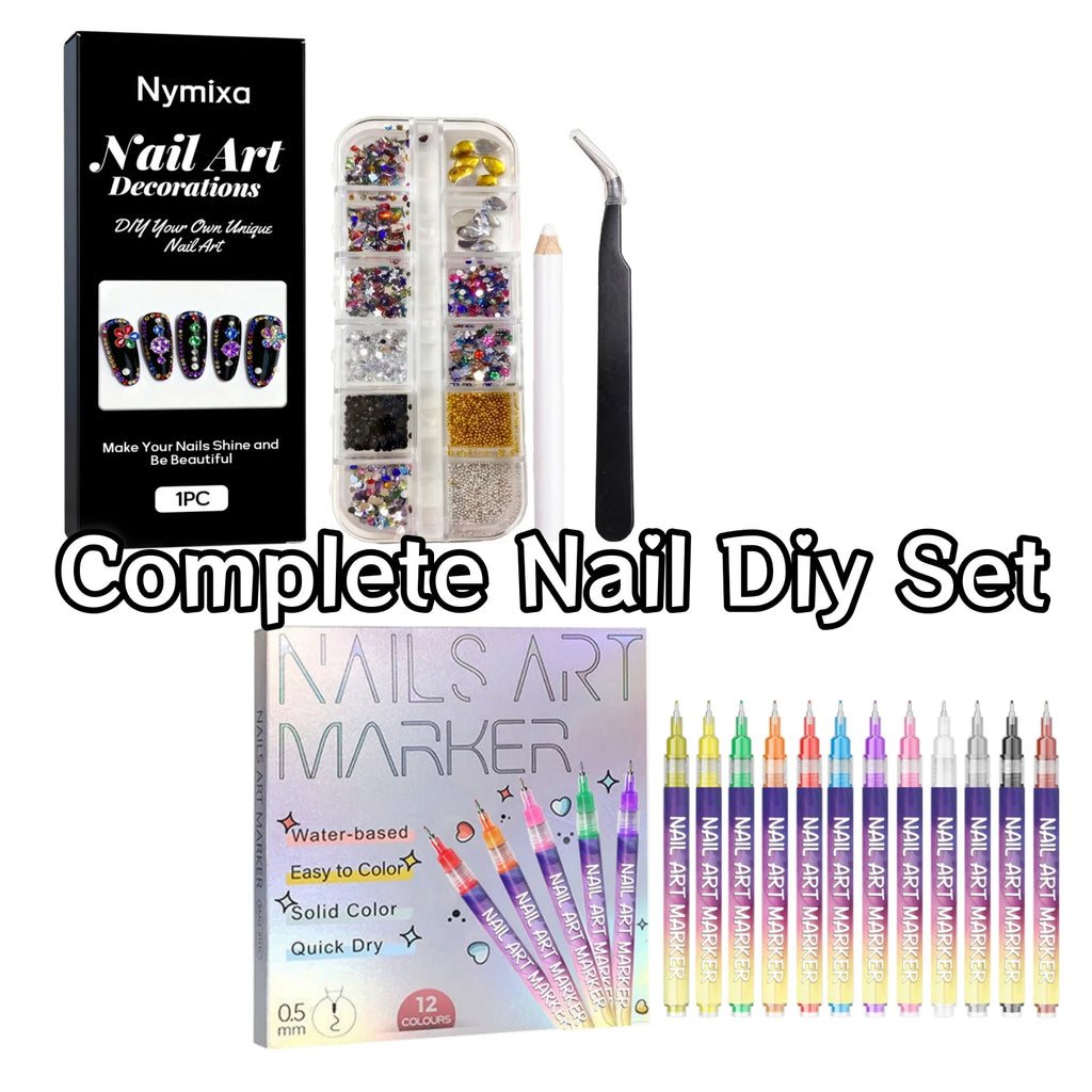 Glitter Art Rhinestone Colorful Popular DIY Nail Decorations Home DIY Nail Art Create Nails Jewelry Diamond Rhinestones 12 Grids Oasis Select 1set DIY Nail Kit