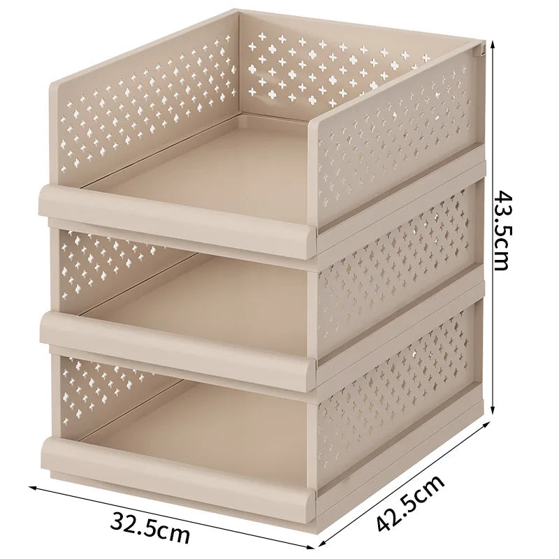 Drawer type clothes clothing storage box foldable pull-out wardrobe layered baffle pull basket layered pants storage box Oasis Select 3 Layers - Khaki 1