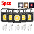30PCS Mini LED Keychain Flashlight Multifunctional Portable Pocket COB Camping Light USB Charging Work Lights Fishing Lanterna Oasis Select 5PCS