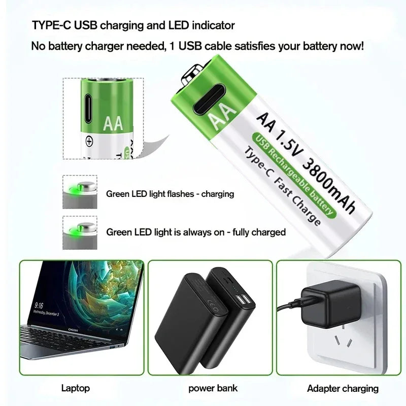 1.5V AA/AAA Rechargeable Batteries, AA/AAA Alkaline Batteries, 3800-3000mAh, for Flashlights, Toys, Clocks, MP3 Players Oasis Select