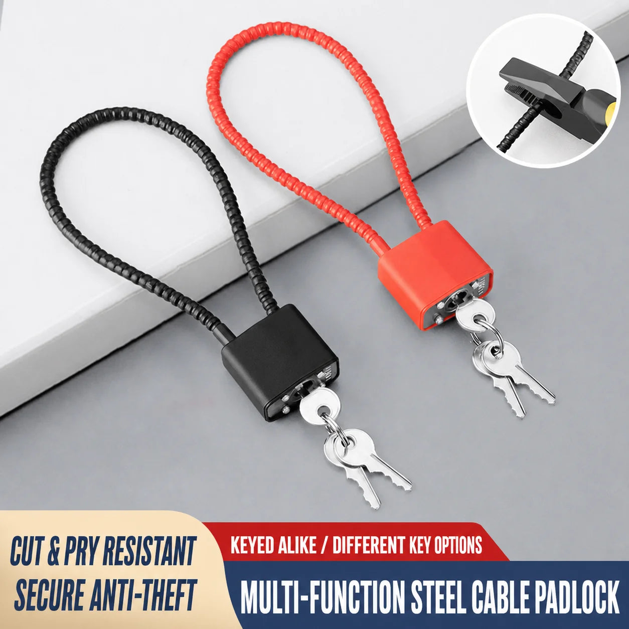 Extension Wire Rope Cable Padlock Cabinet File Cabinet Expansion Padlock Wire Lock Anti-theft Padlock Oasis Select