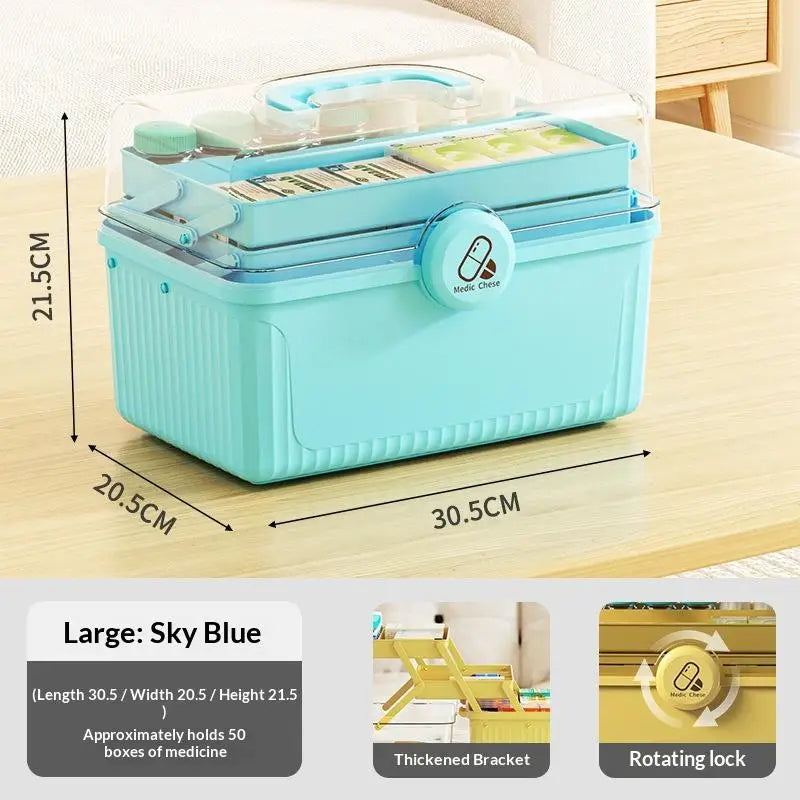3-Tier Foldable Medicine Organizer | Portable First Aid Box