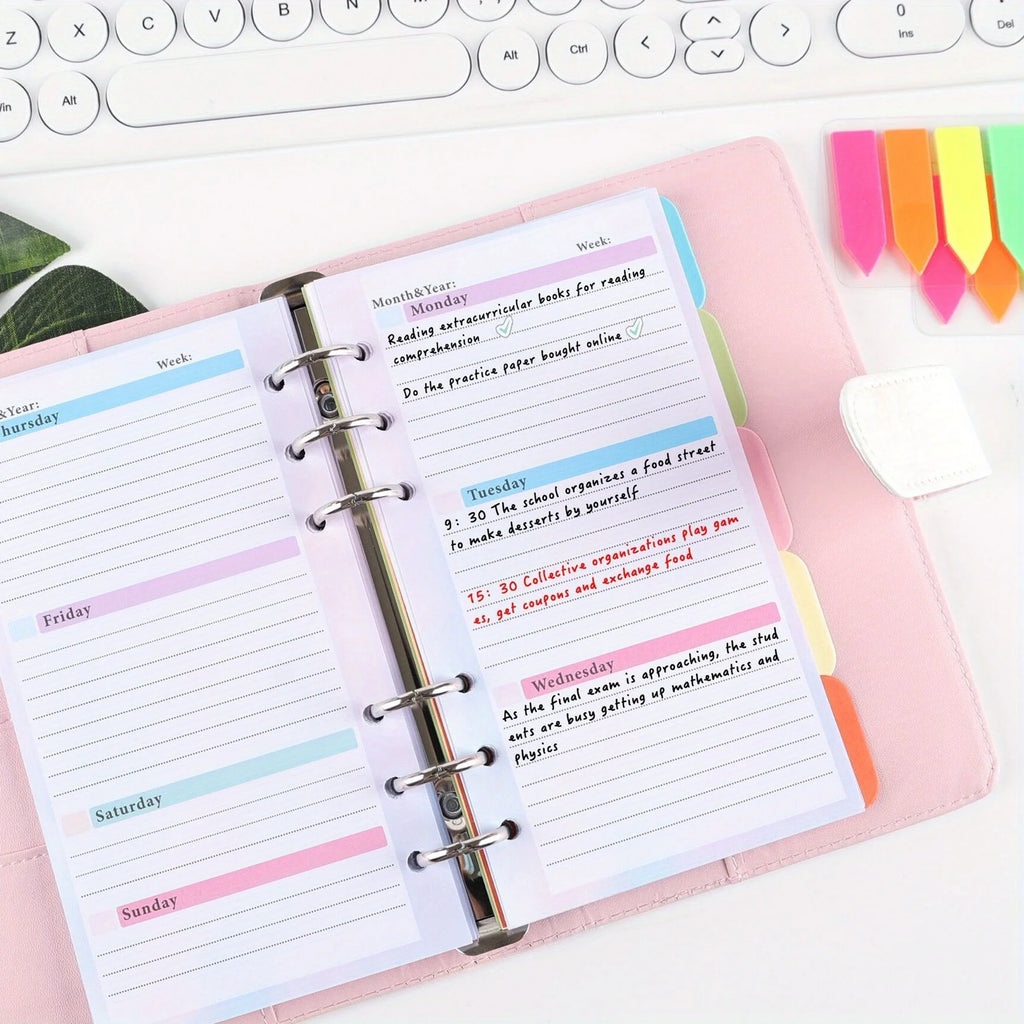 Weekly Monthly Planner Inside Paper Stationery Paper Refill Inner Pages Spiral Binder Paper A6 Loose Leaf Paper Budget Pages Oasis Select