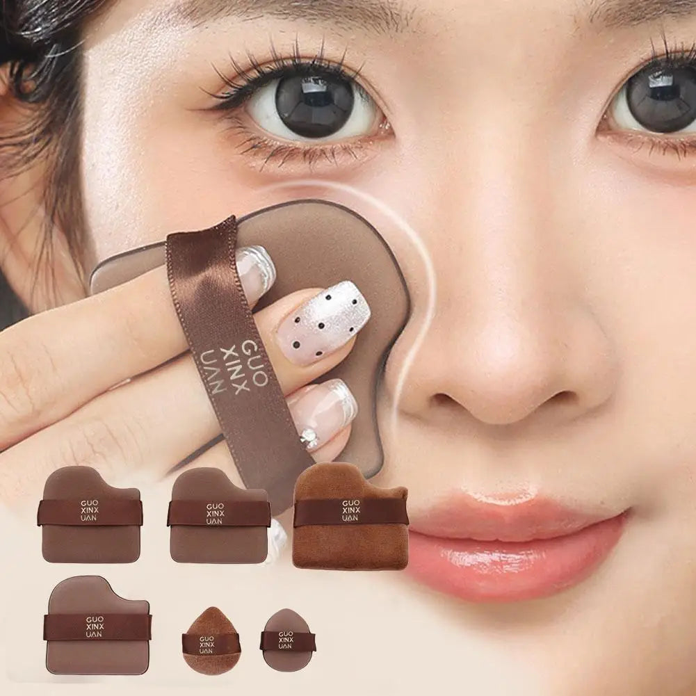 6-Piece Chocolate Powder Puff Set – Air Cushion & Sponge Kit