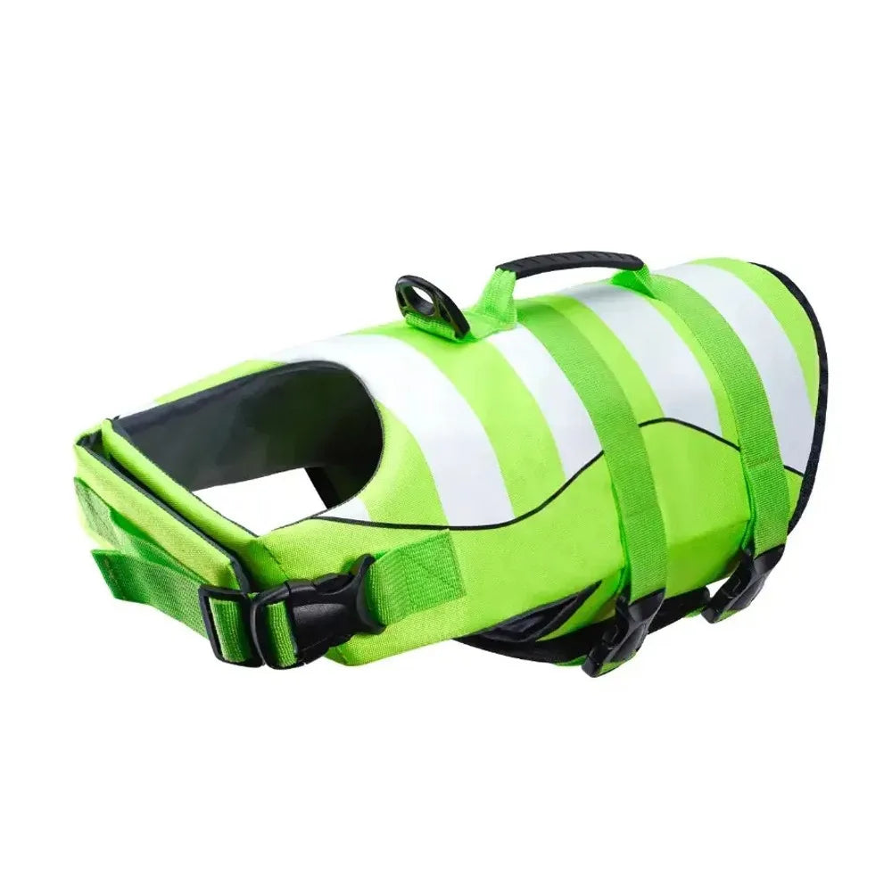 Reflective Dog Life Jacket Superior Buoyancy Adjustable Pet Life Preserver Breathable with Handle Safety Vests Summer Swimming Oasis Select Green M