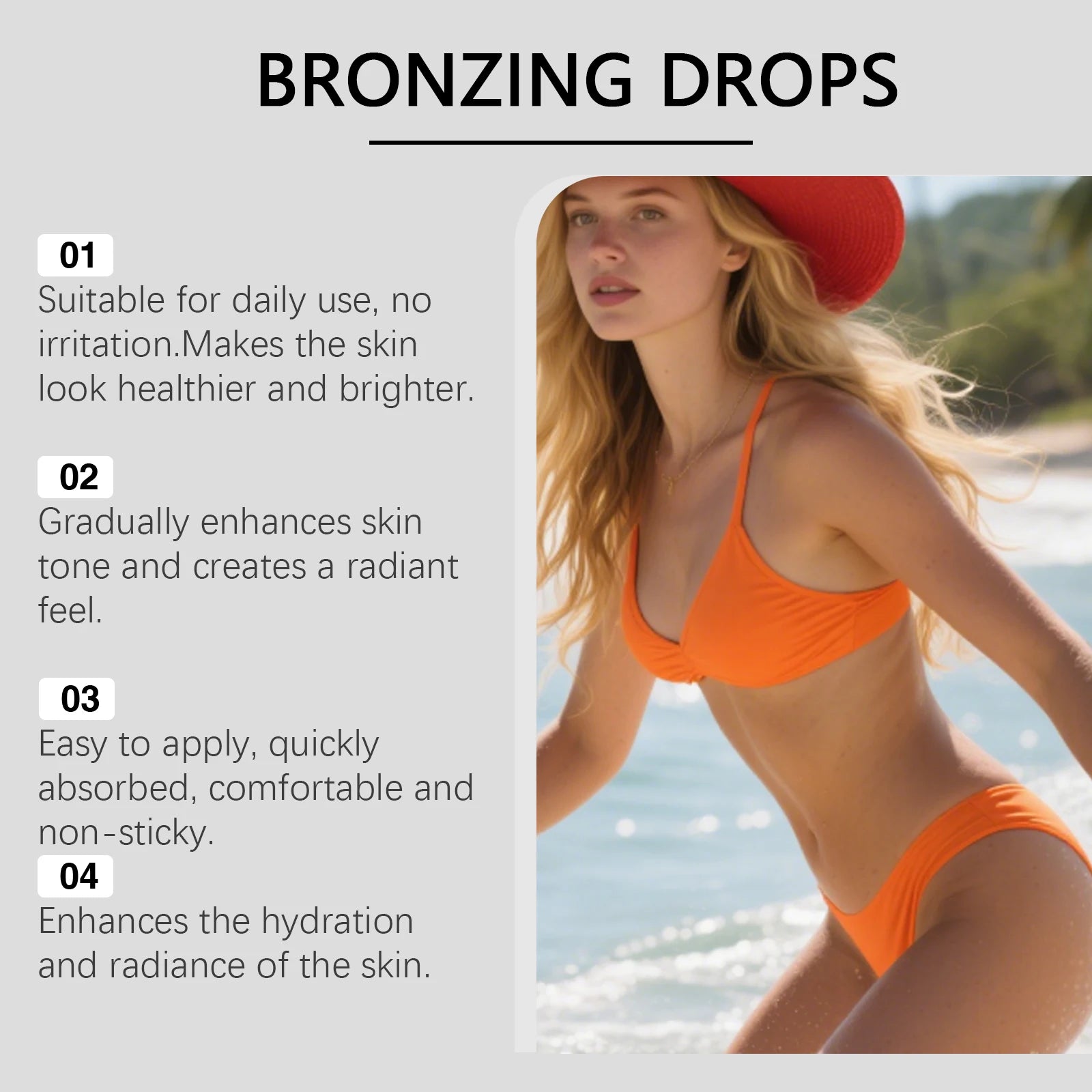 Sunless Tanning Drops Bronzing Drops for Face Gradual Natural-Looking Tan Mixable with Moisturizer Hydrating & Nourishing Vegan Oasis Select