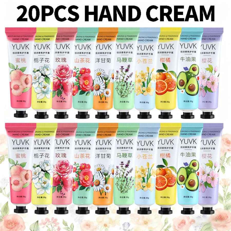 20PCS Fruit Flower Hand Cream Deeply Moisturizes Hands, Prevents Dry and Cracked Hands in Winter, Protects Hands Oasis Select