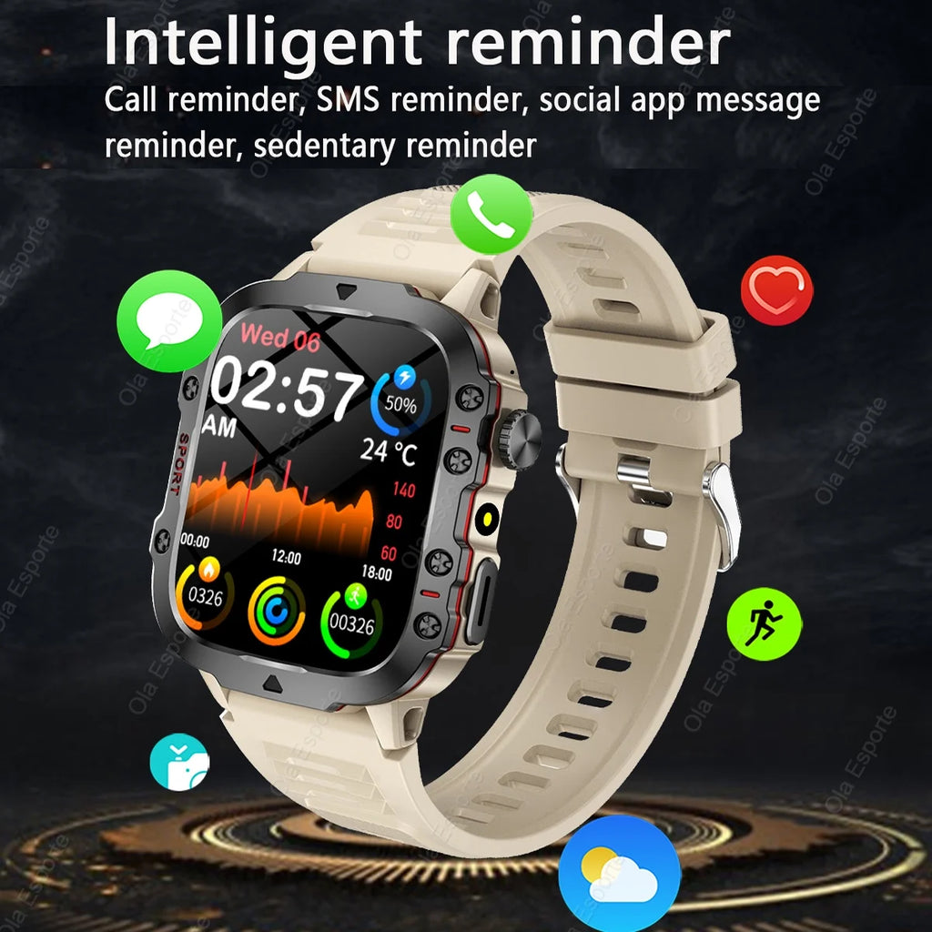 Military GPS Smartwatch LED Flashlight Bluetooth IP68 Waterproof