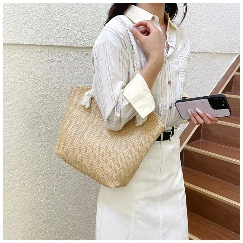 Personalized Leisure Commuter Tote Bag Summer Fashion Simple Shoulder Bag Trend Large Capacity Handbag Oasis Select