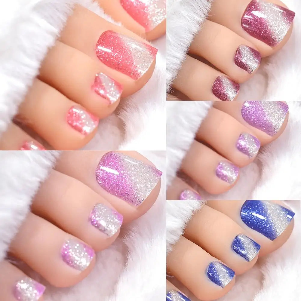 Gradient Glitter Toenail Stickers – Full Nail Wraps & Polish Strips Toenail Wrap Stickers Oasis Select
