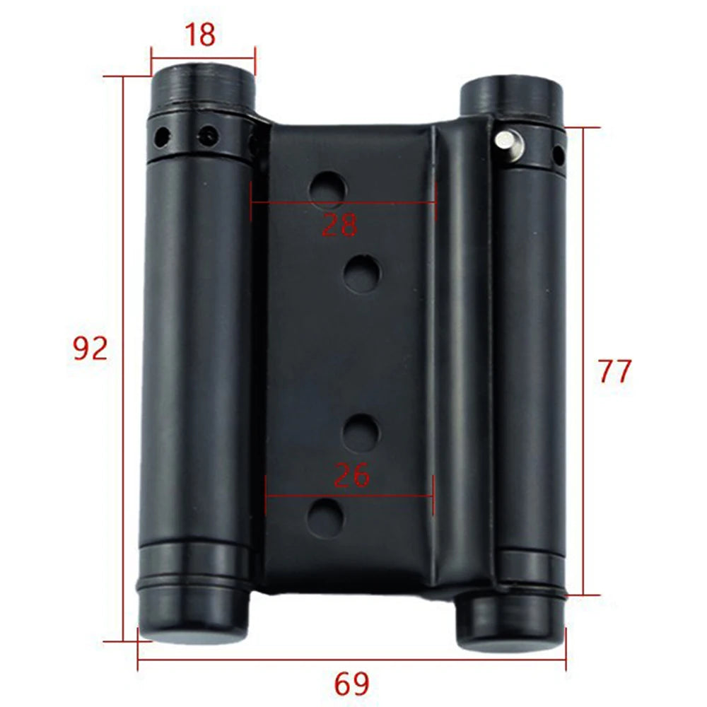 2Pcs 3-inch Stainless Steel Two-way Hinges,double Spring Hinges,denim Door Fence Automatic Closing Hinges Silver,Black W/Screws Oasis Select Black