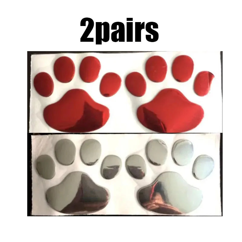 1/2/4pairs Car 3D Stereo Footprint Car Stickers Creative Dog Paw Body Stickers Soft Electric Car Footprint Personalized Stickers Oasis Select 2pairs mix
