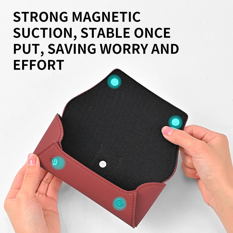 Car Sun Visor Magnetic Glasses Case | Faux Leather Organizer