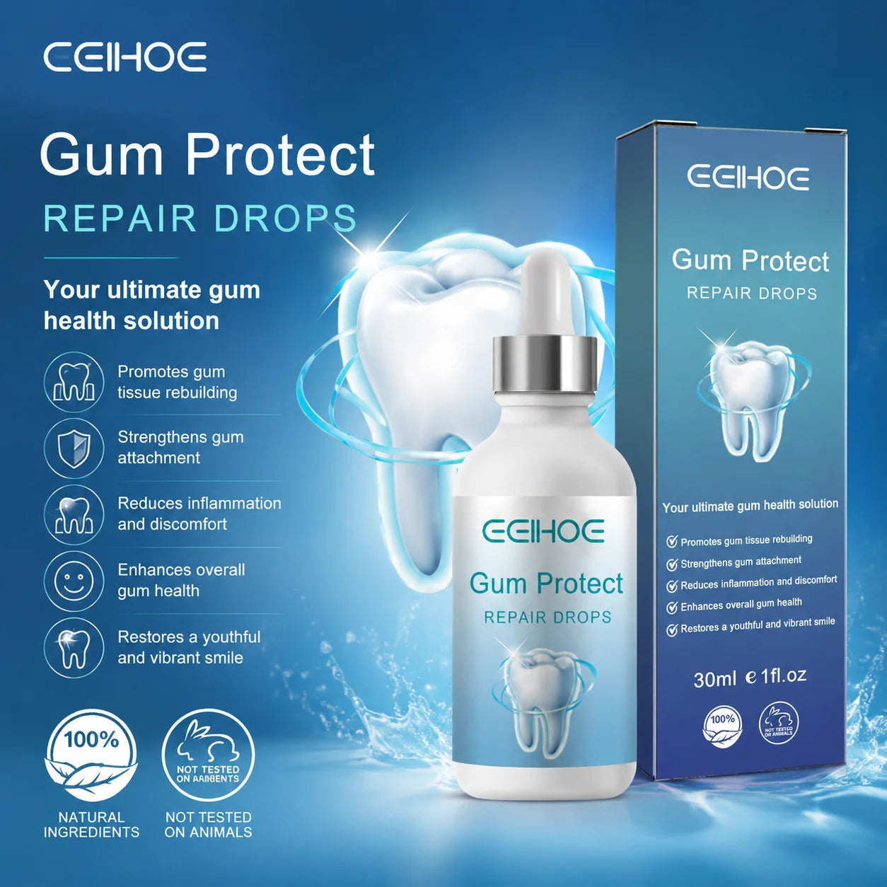 Gum Protect Repair Drops Strengthens Gum Attachment Relieves Oral Discomfort Oral Care For Teeth Brightening Serum Oasis Select