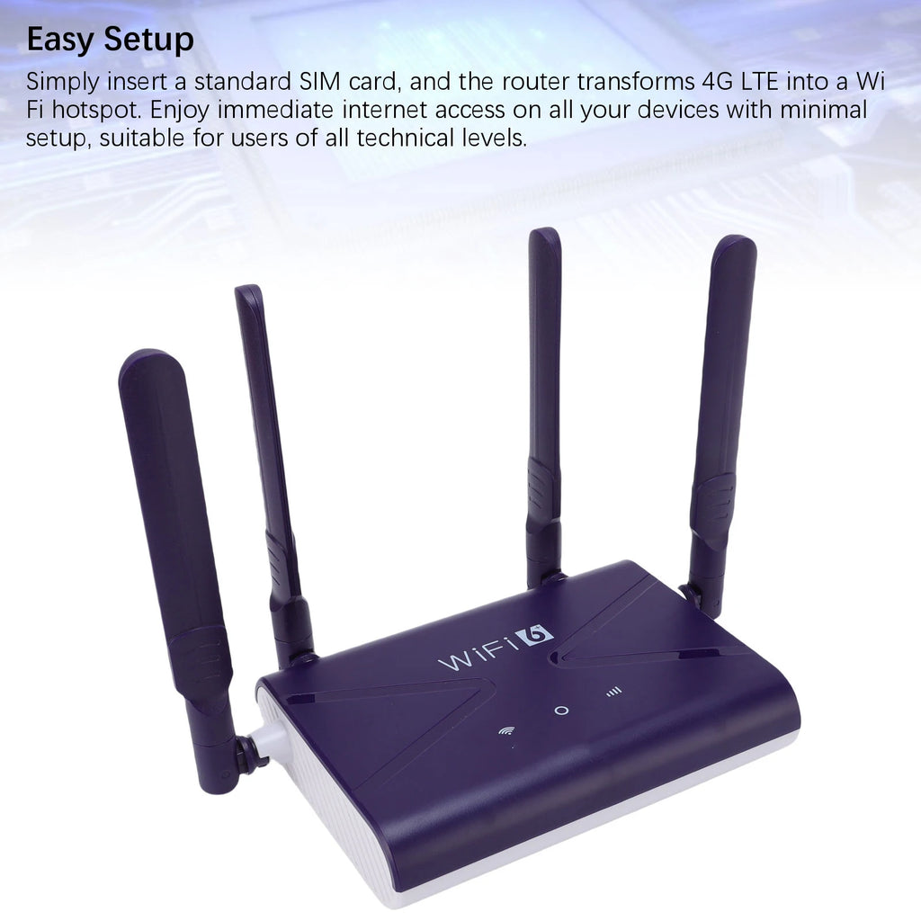 WiFi6 Wireless Router 300Mbps 4G 5G CPE LTE Router with SIM Card Slot 4 Antennae for Phone Laptop PC WiFi6 Wireless Router Oasis Select