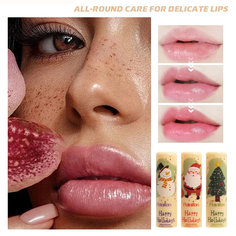 PEINIFEN 3-Pack Christmas Color Changing Lip Balm – Vitamin E Color Changing Lip Balm Oasis Select