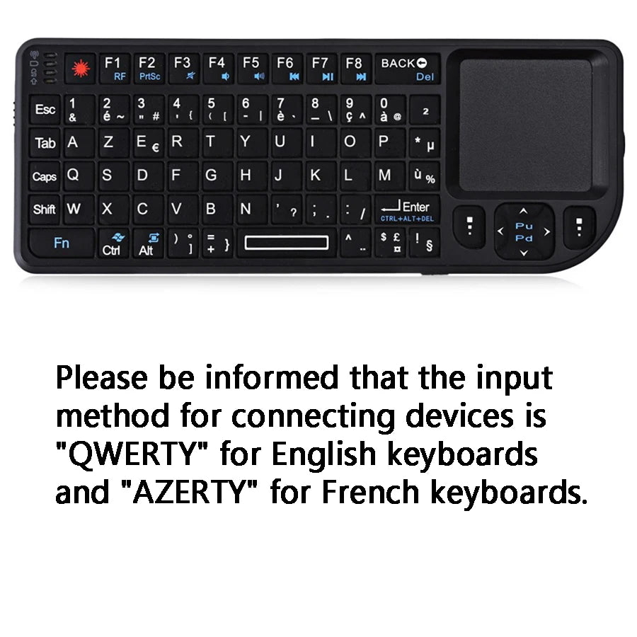 AyeBeau RGB Mini Wireless Keyboard Touchpad | French Spanish Russian