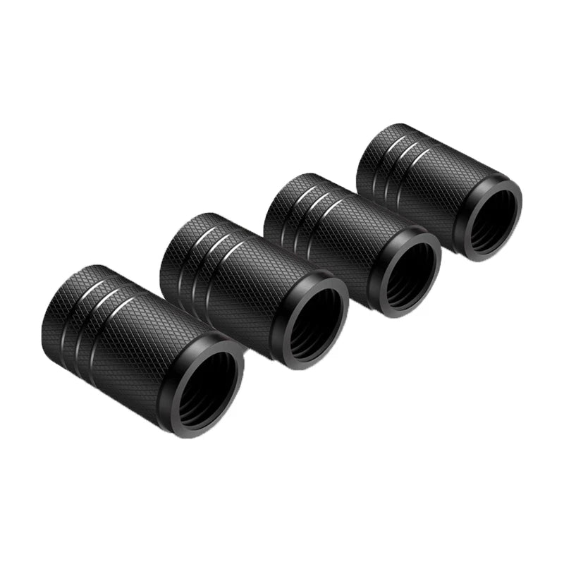 4Pcs Car Tire Valve Stems Cap Knurling Style Tire Valve Cap Aluminum Tire Wheel Stem Air Valve Cap car Universal accessories Oasis Select 4PC black