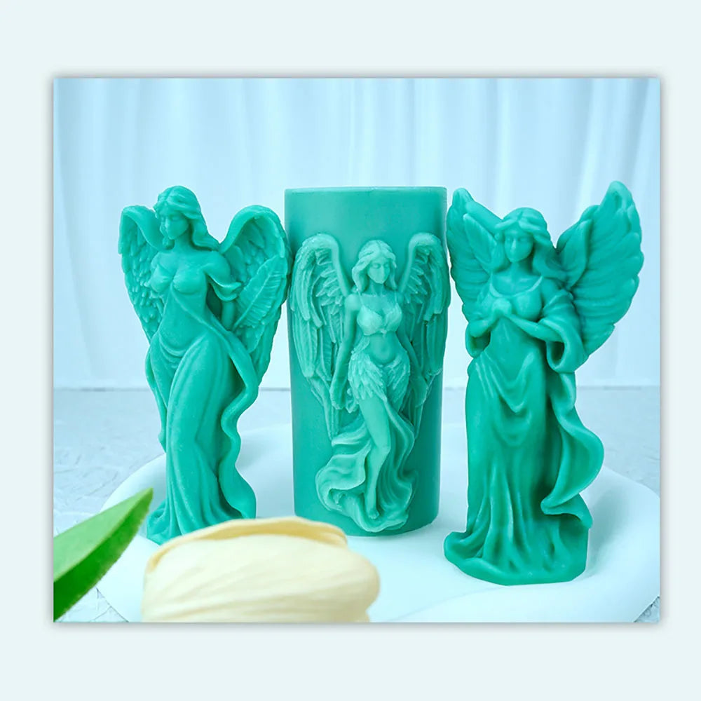 Wings Goddess Scented Silicone Candle Mould DIY Prayer Angel Sculpture Gypsum Resin Mold Women Candle Making Supplies Home Decor Oasis Select