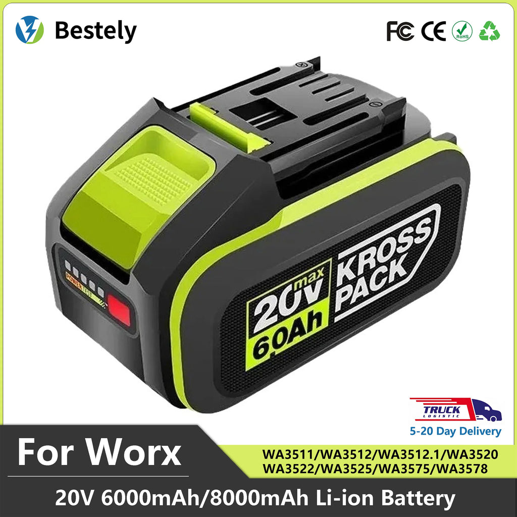 For WORX WA3520 6000mAh/8000mAh Li-ion Battery For dewalt tools for WORX 5pin WA3525 20V Cordless Power Tool Model Battery Oasis Select