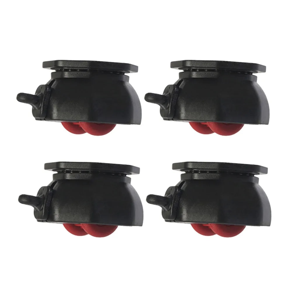 4PCS Furniture Casters Wheels with Brake Mute Wear-resistant Universal Wheel Stablize Self Adhesive Pulley Base Oasis Select Black-Red Wheel