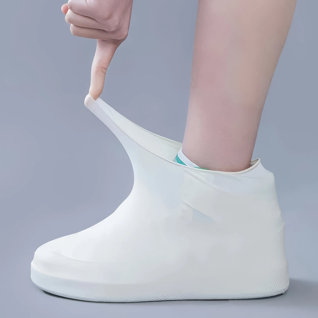 1 Pair Latex Rain Boots Waterproof Shoe Cover White, Rain Shoe Cover, All Day Comfortable Elastic Fit, Unisex Shoe Cover Oasis Select