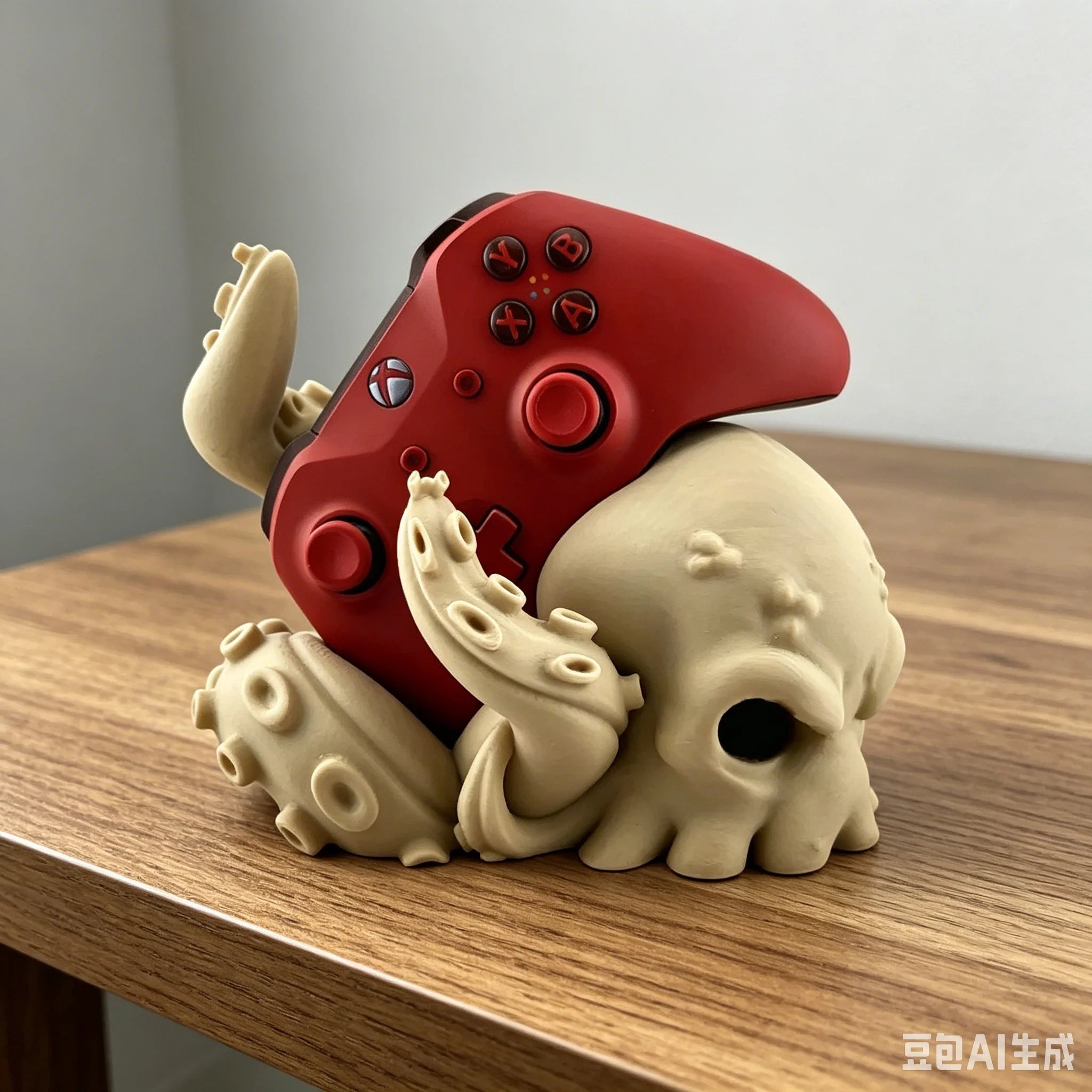 3D Printed Octopus Arm Controller Stand Universal Gamepad Holder Compatible with PS5 Xbox Creative Tentacle Shape Desk Ornament Oasis Select khaki