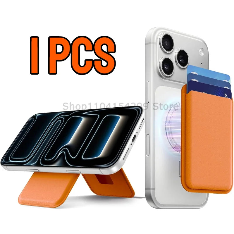 Strong Magnetic Leather Wallet with Hide Stand Case for Magsafe for IPhone 15PM 14 13 Pro Max Mag Safe Card Holder Pocket Cover