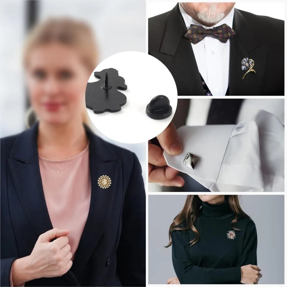 50/500pcs Black PVC Rubber Pin Backs Butterfly Clutch Tie Tack Lapel Holder Clasp Pin Cap Keepers for Uniform Badges Replacement Oasis Select