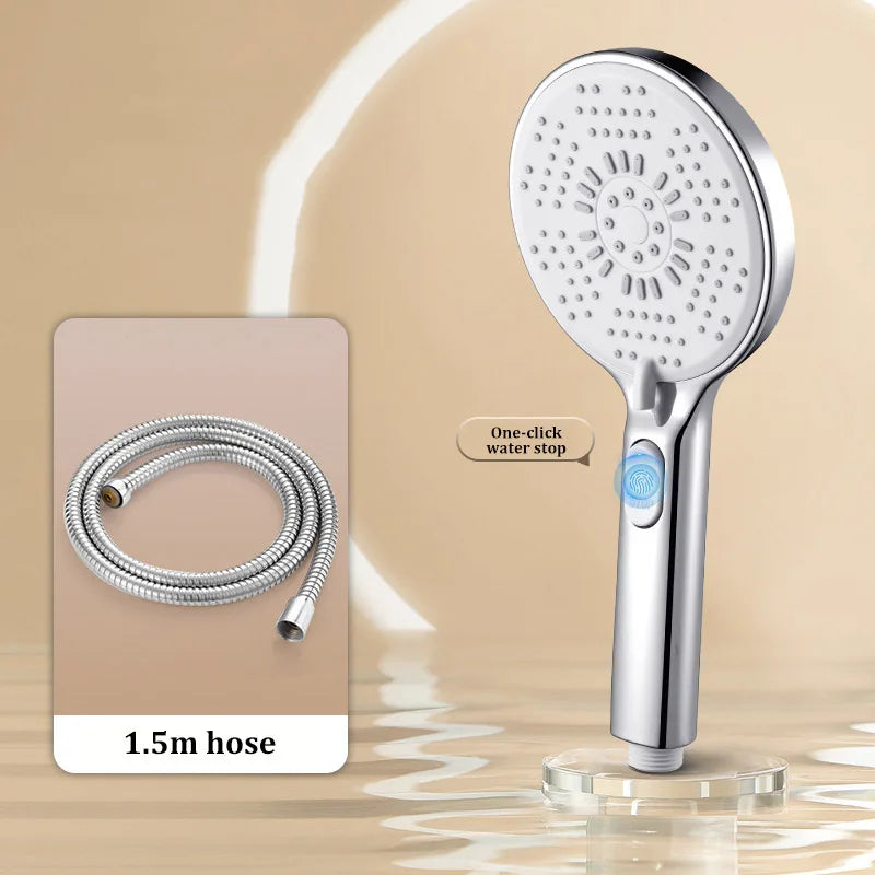5-Function Handheld Shower Head | Filter & One-Touch Water Stop