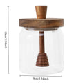 High Borosilicate Glass Honey Jar Made of Solid Wood with Stirring Rod Jam Food Storage Jar Stylish Wooden Lid Durable Oasis Select Honey jar