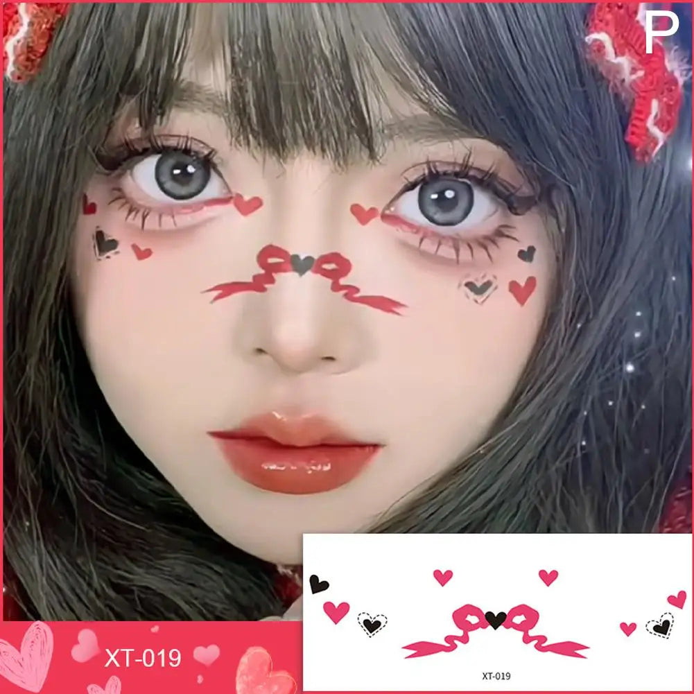 Love Heart Face Temporary Tattoos – Waterproof Party Stickers Temporary Face Tattoos Oasis Select P