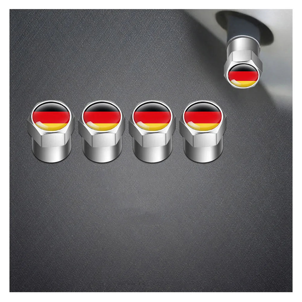 4Pcs National Flag Car Tire Valve Caps Aluminium Alloy Wheel Tires Tire Stem Air Cap Airtight Covers for Cars, Motorcycles Bike Oasis Select DE