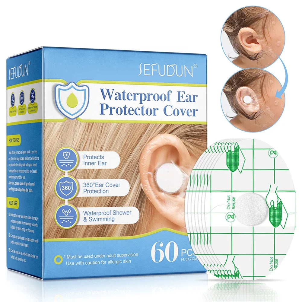 60pcs/box Waterproof Ear Patches Adult Children Shampoo Bathing Hair Washing Ear Protector Cover Waterproof Ear Care Stickers Oasis Select