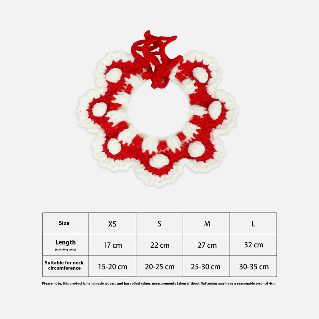 Handmade Cat Collars, Pet Cat, Dog and Rabbit Accessories, Necklaces, Woven Neck Collars, Clothes, Cute Flower Scarves Oasis Select Red L Length 32cm