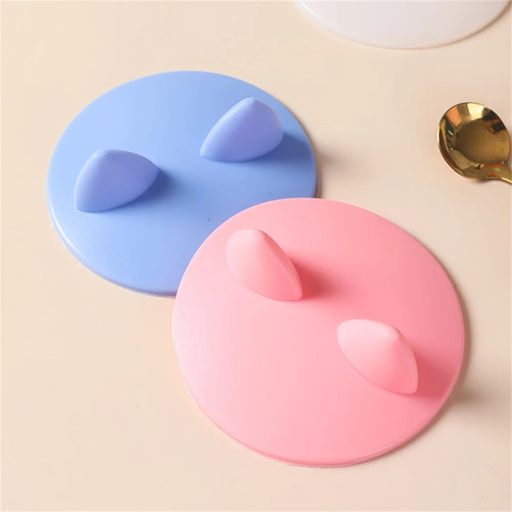 1pc Cute cat ear silicon cup lid cover dust heating leak sealed coffee cover round cover water cup accessories Oasis Select