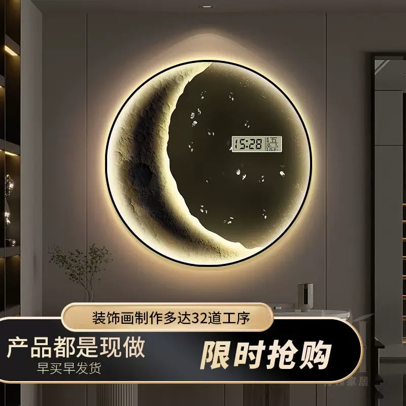 New porch decorative painting bedroom led light painting perpetual calendar electronic decorative painting wall clock Oasis Select