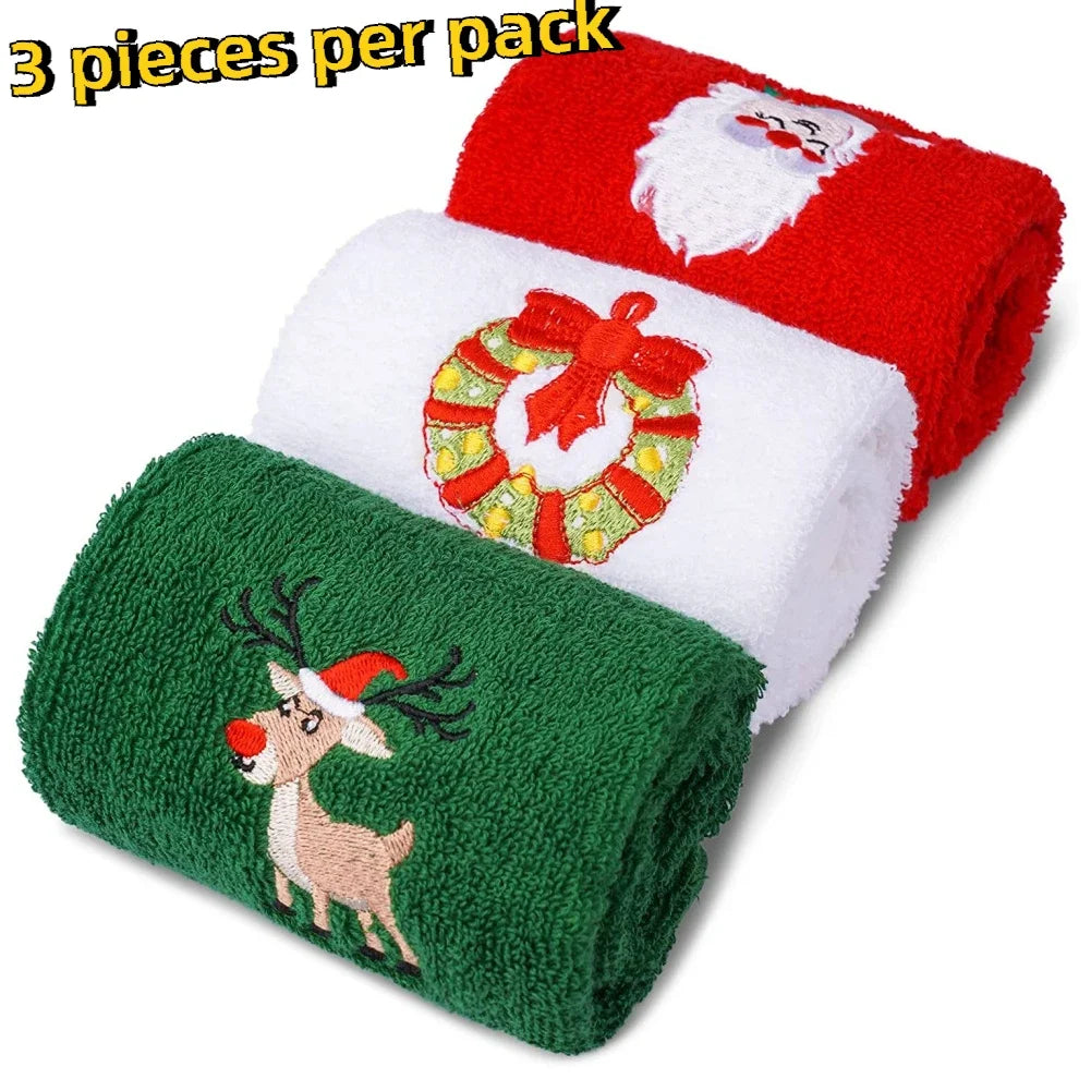 Soft Cotton Towels Merry Christmas Santa Claus Hand Towels 32x45cm Absorbent Hand Bath Towels for Home Hotel Bathroom Oasis Select