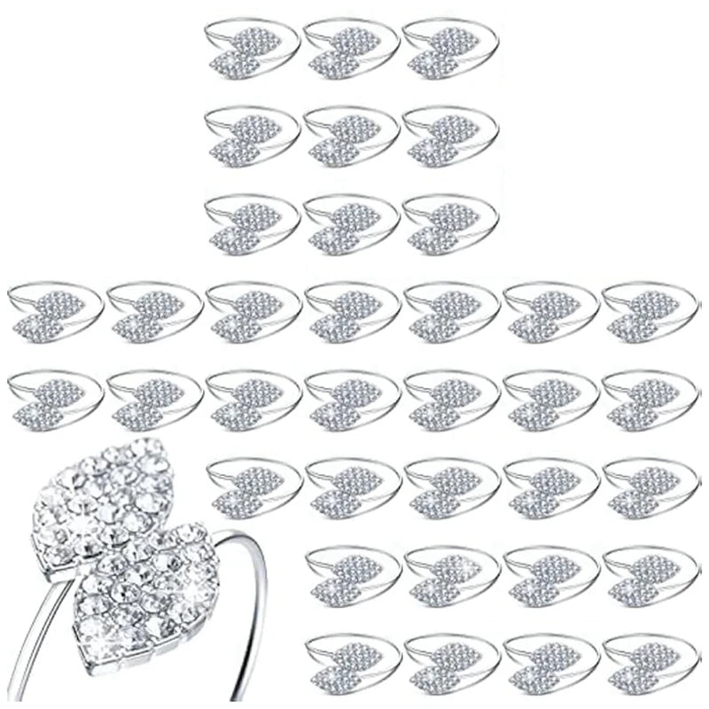 100Pcs Napkin Rings,Leaves Napkin Holders Rhinestone Napkin Buckle For Wedding Party Festival Dinner Table Decoration Durable B Oasis Select silver