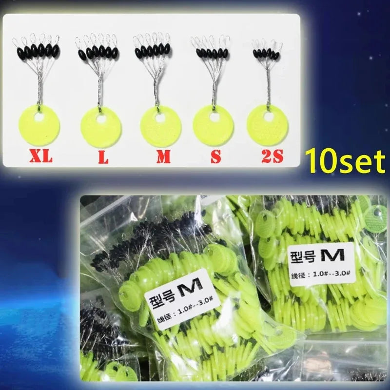 10/40 Group Set High Quality Rubber Space Beans Sea Carp Fly Fishing Black Rubber Oval Stopper Fishing Float Fishing Bobber Oasis Select