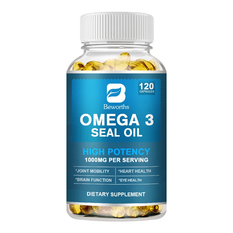 BEWORTHS Seal Oil Capsules Rich in Omega-3, DHA, EPA, DPA Support Immunity, Blood Vessels, and Brain Health Good for Old Men Oasis Select 120pcs 2bottles United States
