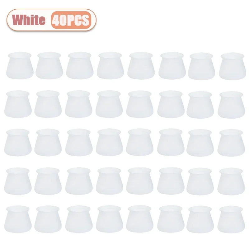 10-40PCS Silicone Chair Leg Caps Quiet Non Slip Floor Protectors for Wood Floors Furniture Leg Pads for Tables and Chairs Oasis Select White-40PCS 3-4cm