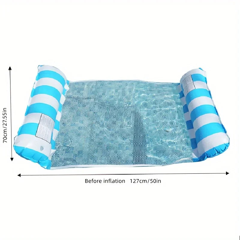 1PC Inflatable Water Hammock with Mesh Outdoor Foldable Striped Floating Bed Pool Lounge Chair for Beach Fun Oasis Select