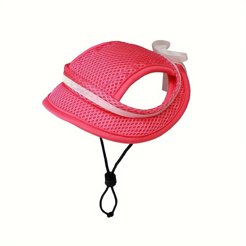 1pc Pet Sun Hat Spring Summer Uv-Protective Dog Cat Hat Bowknot Pets Outdoor Breathable Mesh Porous Outdoor Protection Cap Oasis Select