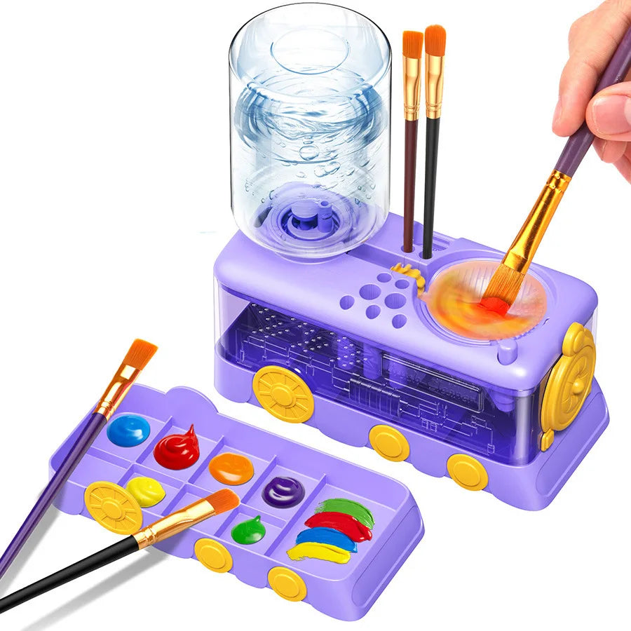 Brush Rinser Cup Automatic Water Changing, Watercolor Acrylic Oil Painting Brush Cleaning Paint Brush Washer Cleaning Machine Oasis Select purple